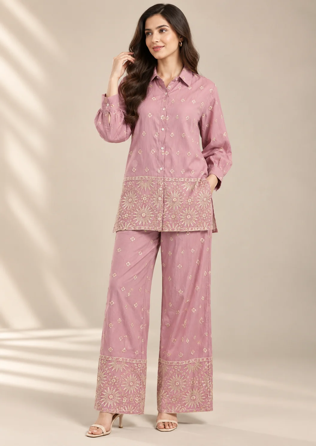 Printed Wide-Leg Co Ord Set