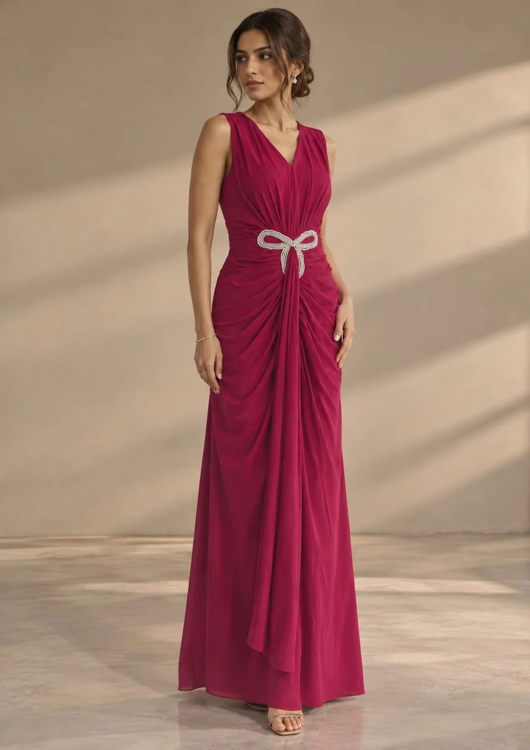 Party Wear Maxi Dress (Sleeve Attached)