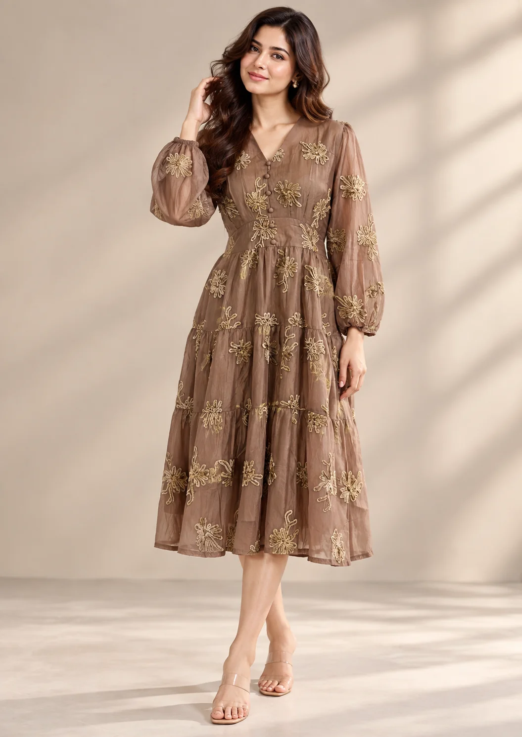 Embroidered Tiered Maxi Dress