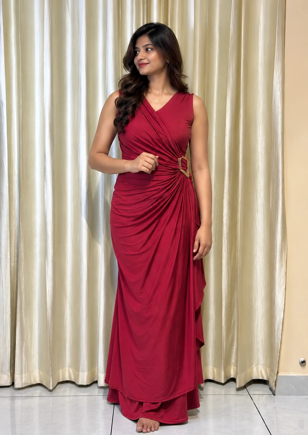 Party Wear Maxi Dress (With Sleeves)