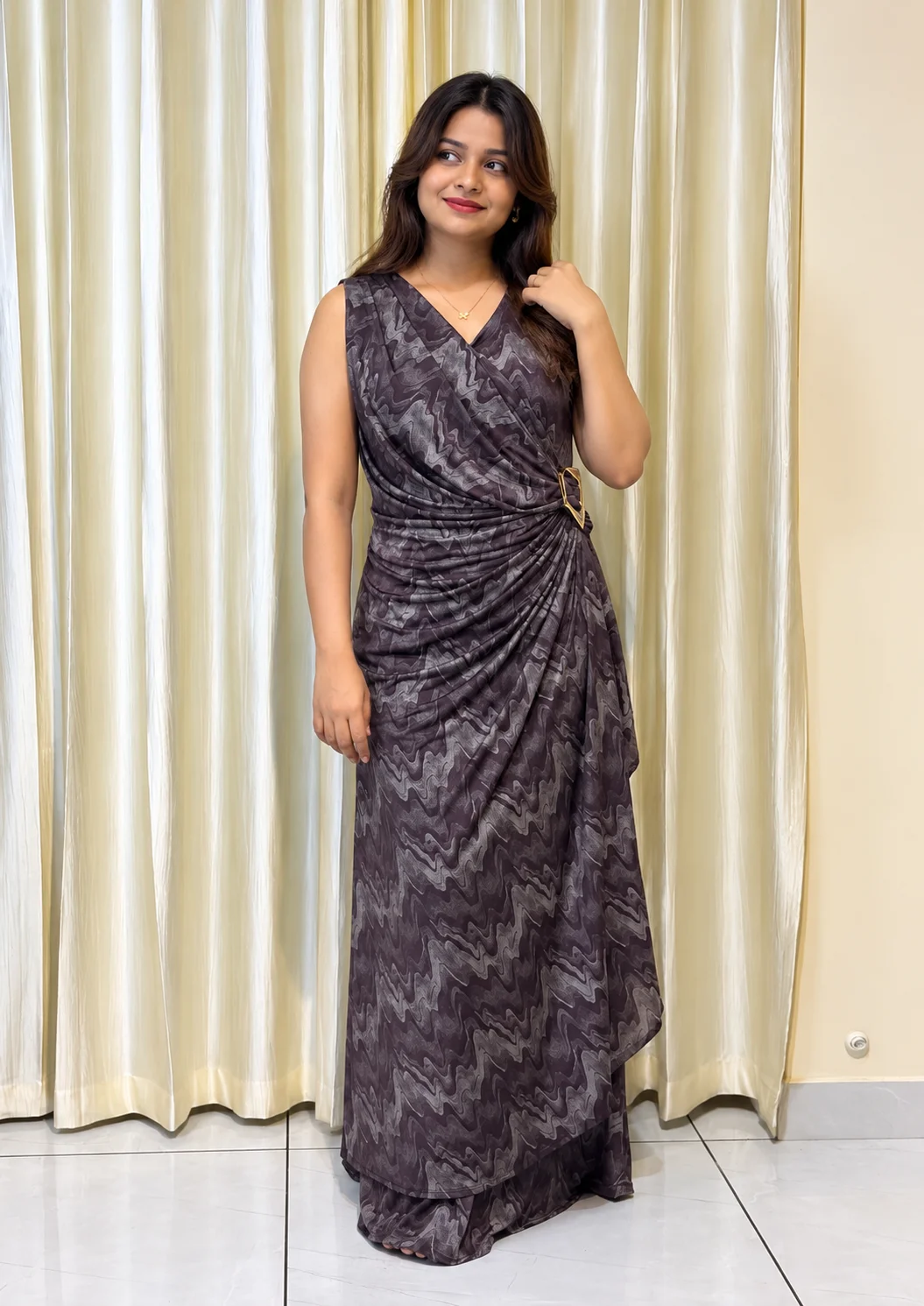Party Wear Maxi Dress (With Sleeves)