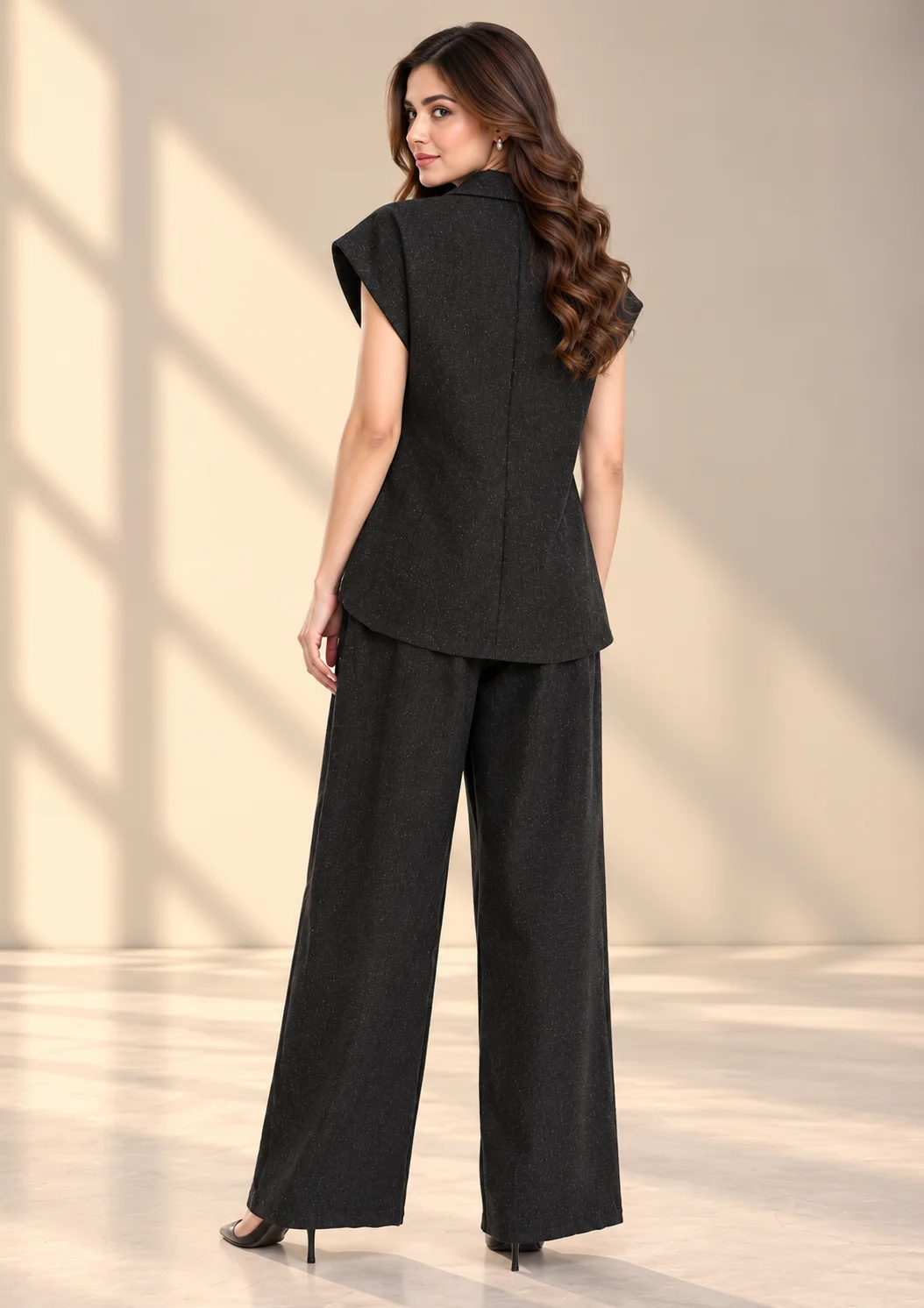Floral Applique Wide-Leg Co Ord Set