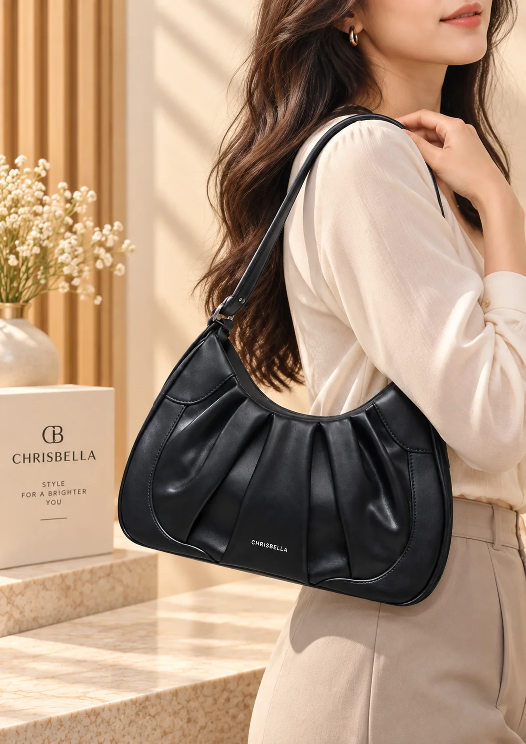 Chrisbella  Pleated Shoulder Bag and Wallet