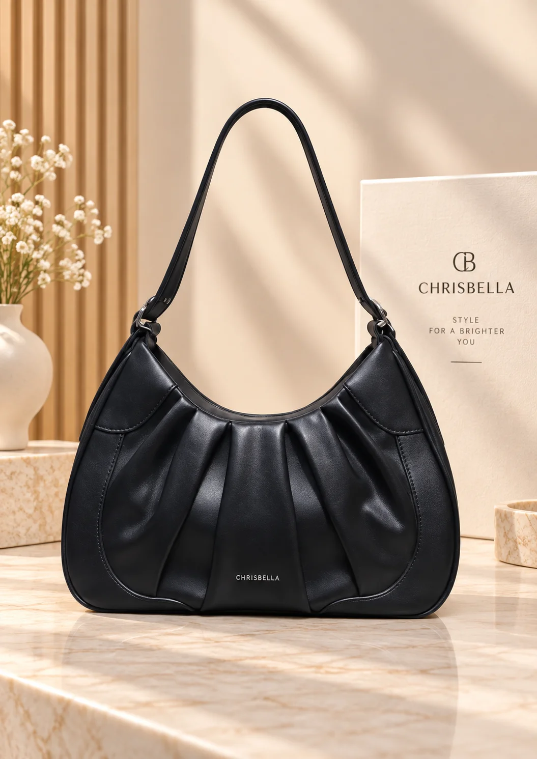 Chrisbella  Pleated Shoulder Bag and Wallet