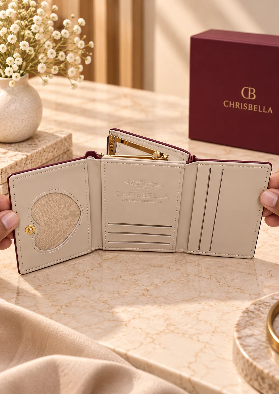 Chrisbella Textured Tote Bag with Double Handle and Wallet