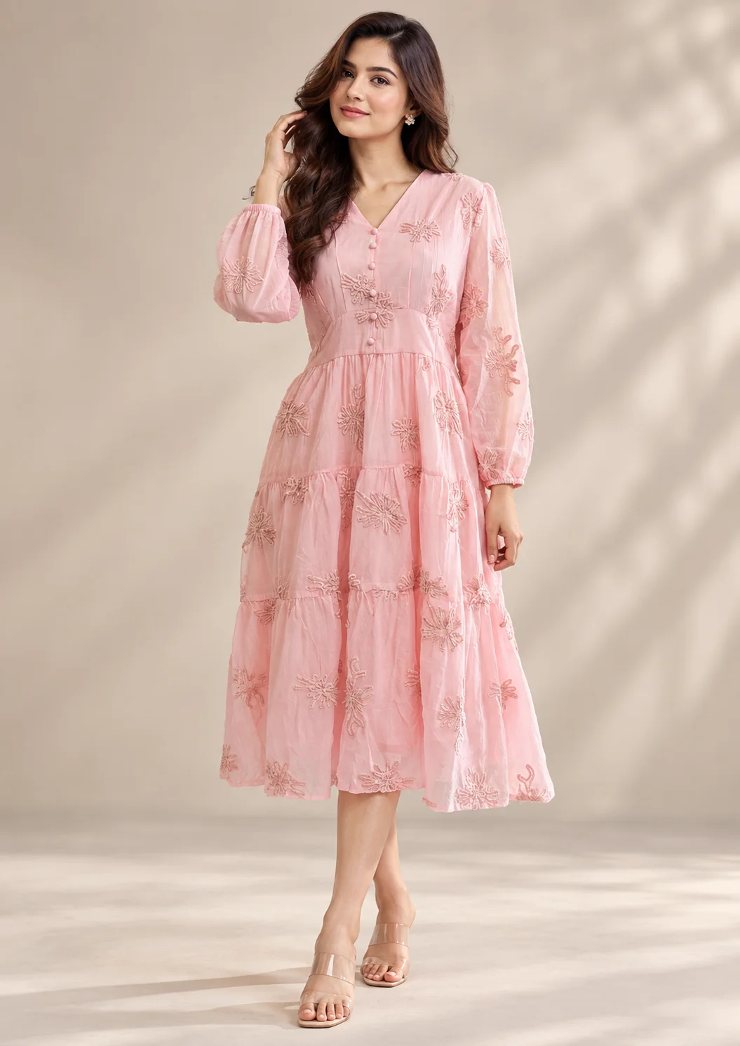 Embroidered Tiered Maxi Dress