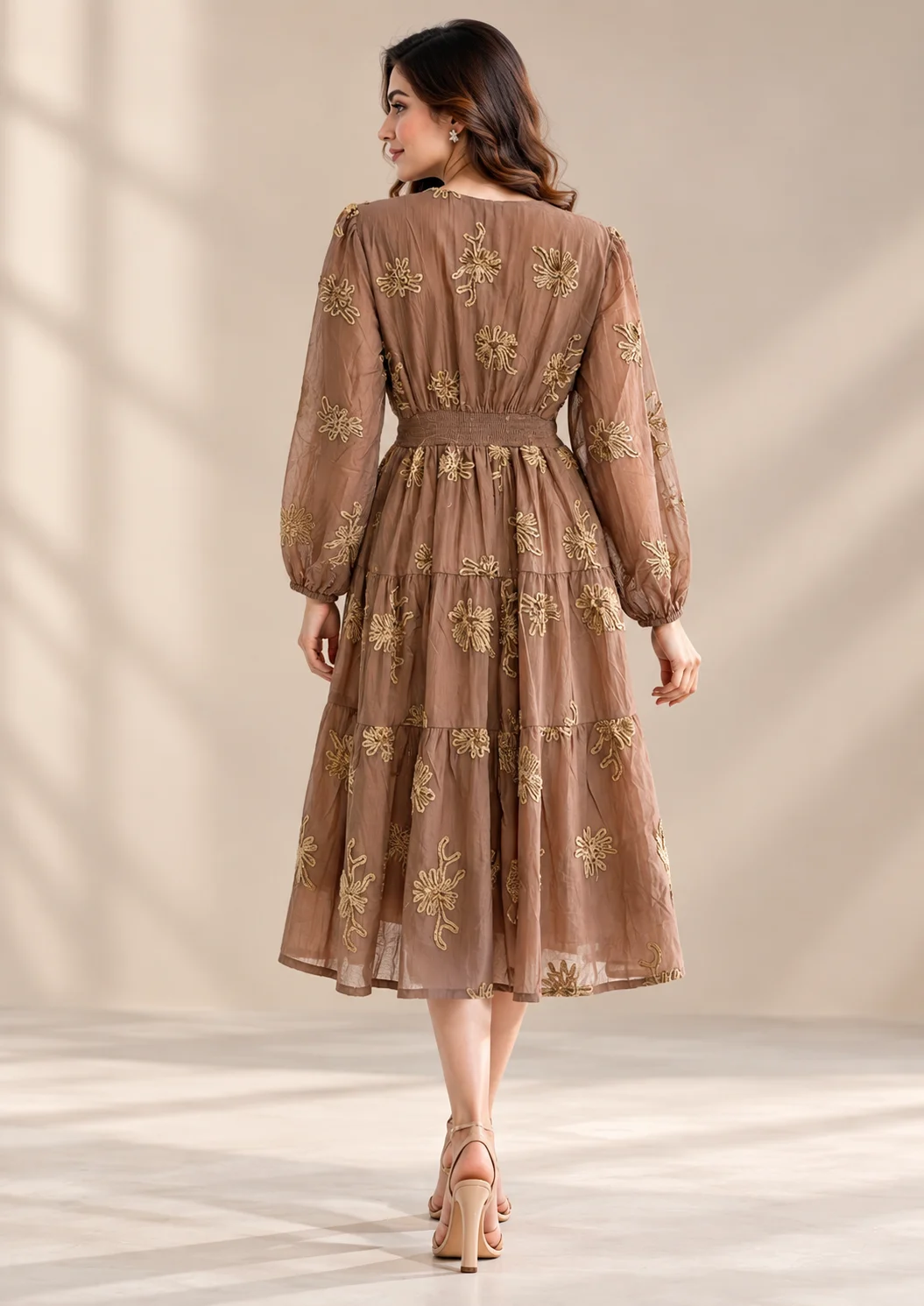 Embroidered Tiered Maxi Dress