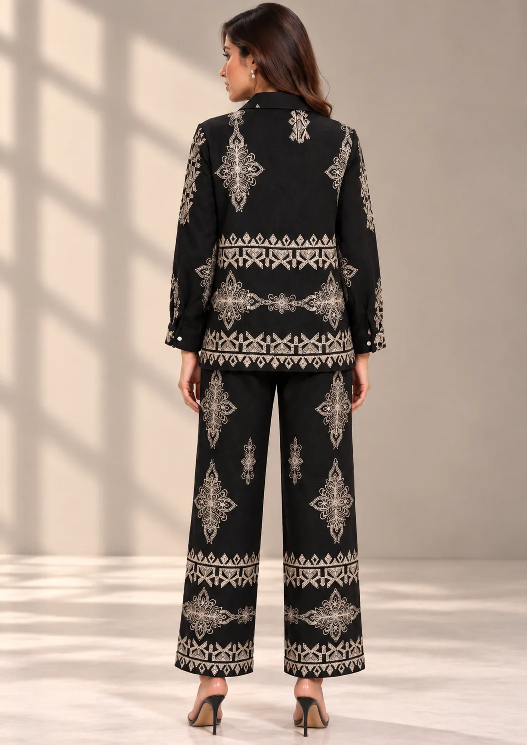 Embroidered Wide-Leg Co Ord Set