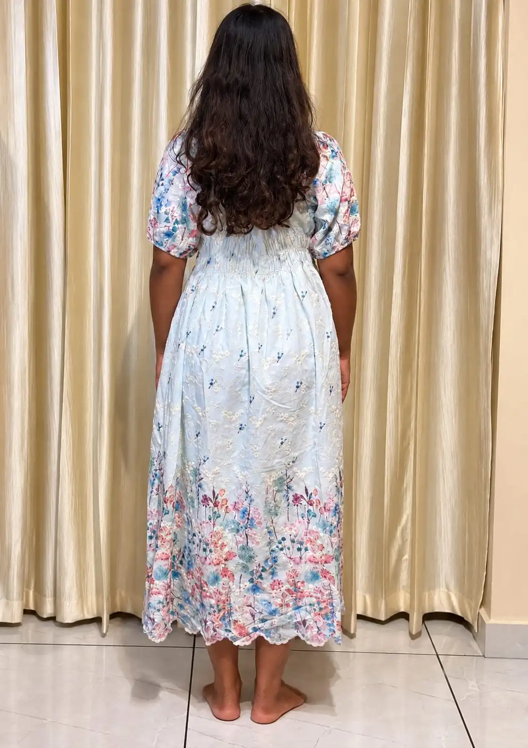 Floral Printed Embroidered Mini frock