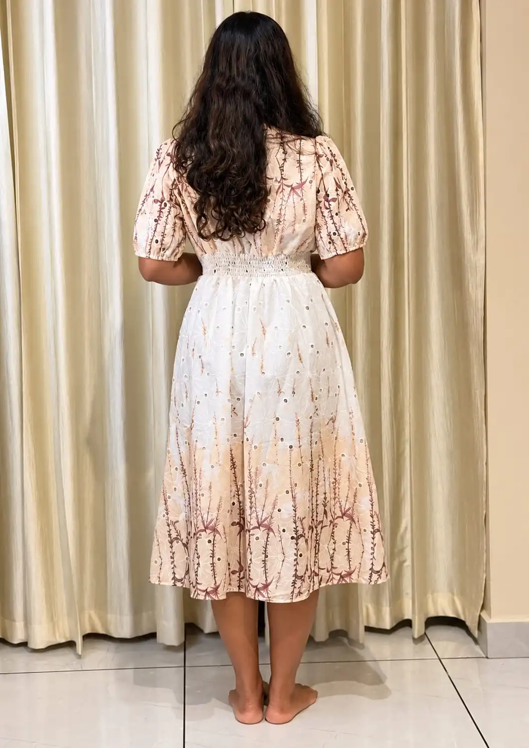 Floral Printed Embroidered Mini frock