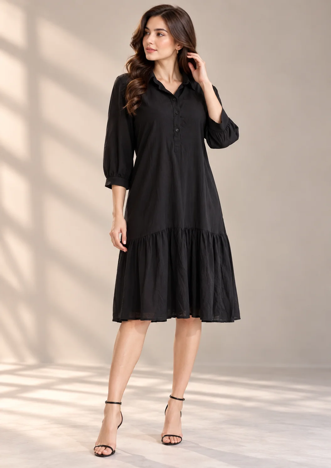 Tiered Shirt Maxi Dress