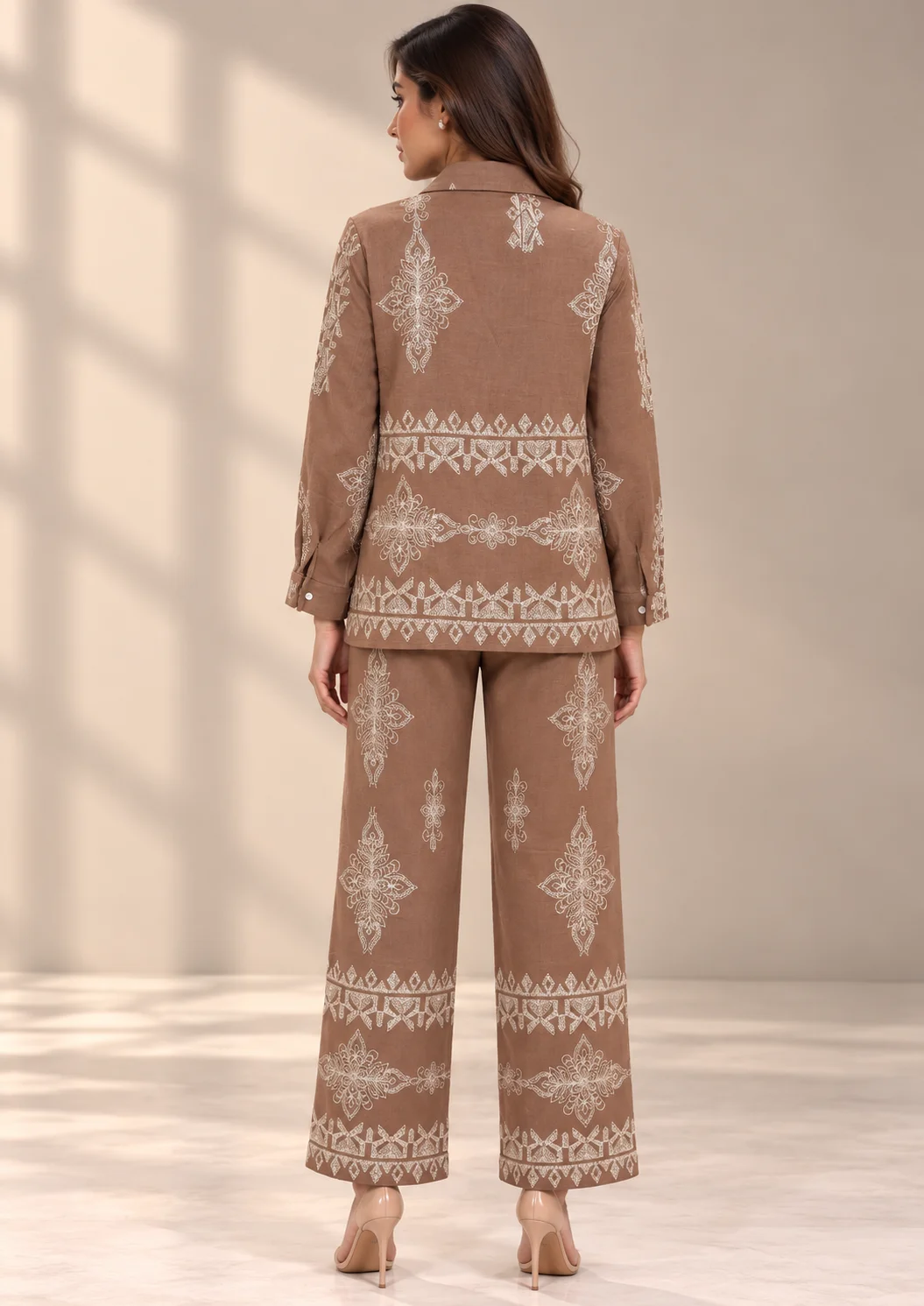 Embroidered Wide-Leg Co Ord Set