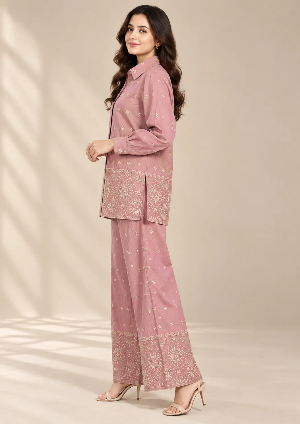 Printed Wide-Leg Co Ord Set