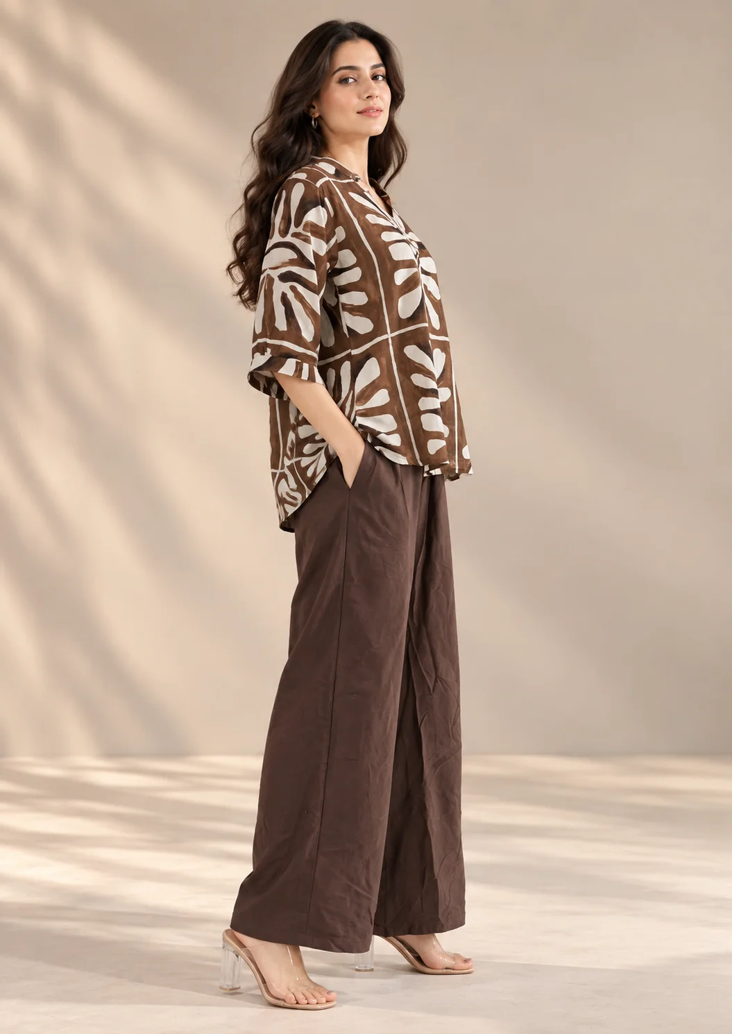 Tropical Print Wide-Leg Co Ord Set