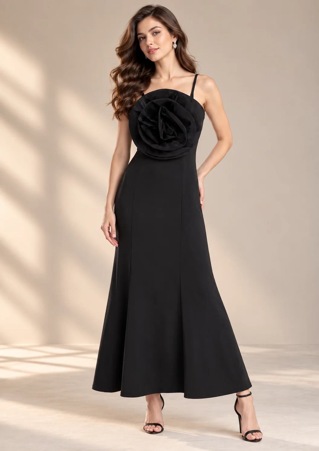 Floral Applique A-Line Party Wear