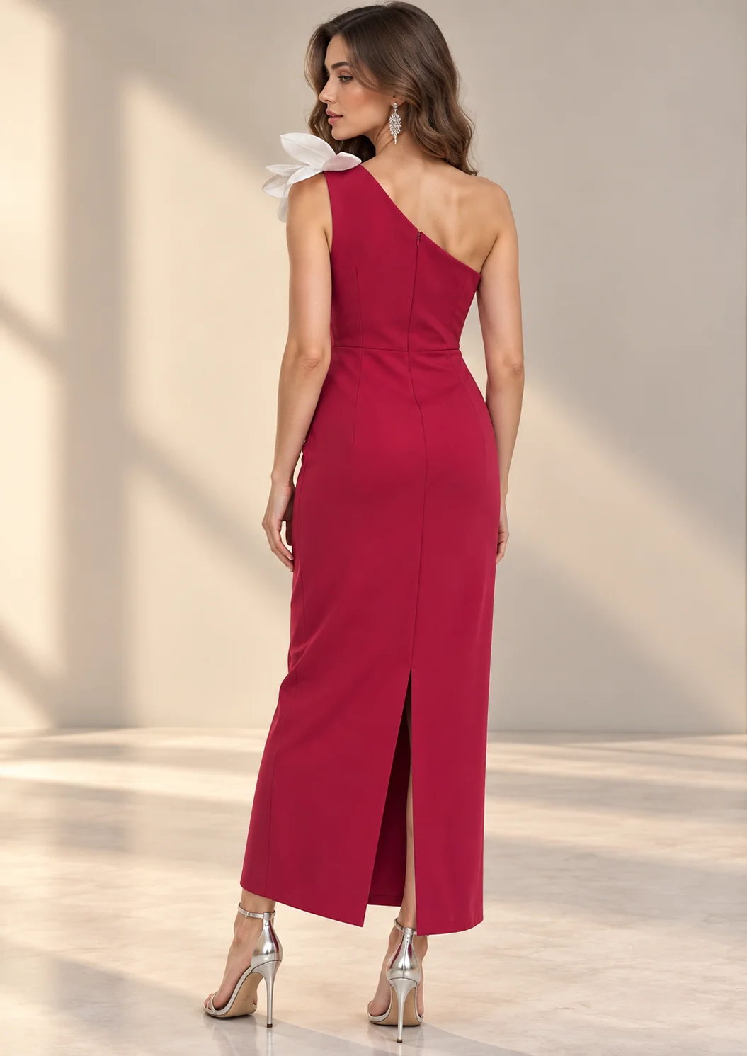 One-shoulder Floral Party Wear