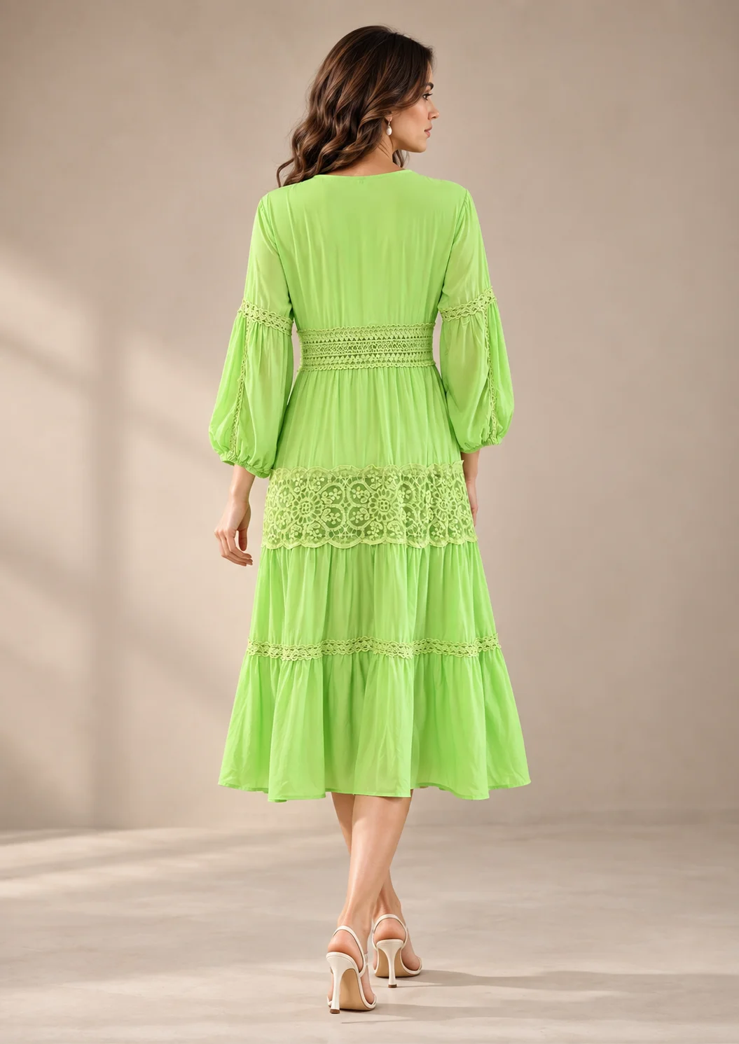Lace Detail Tiered Maxii Dress