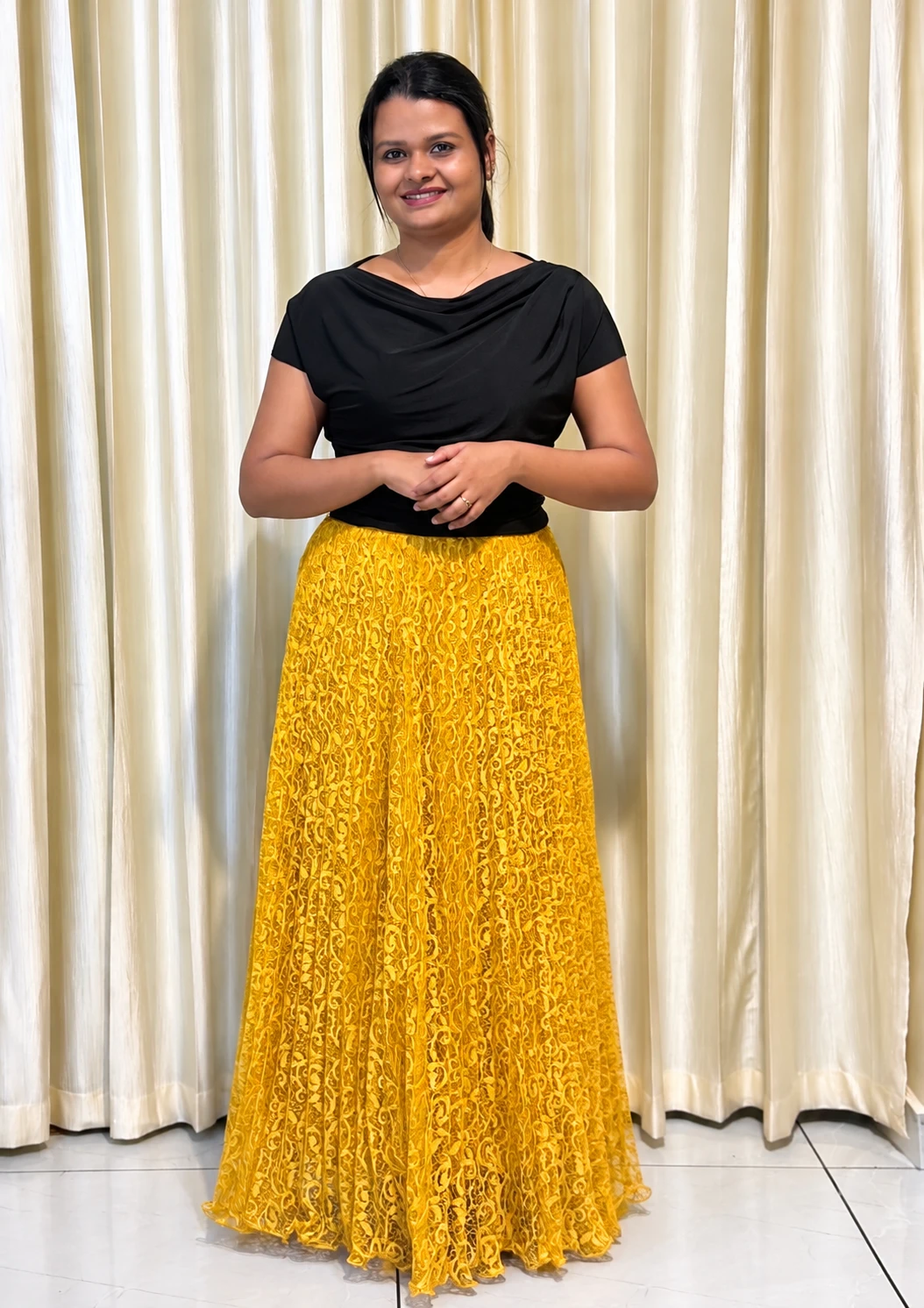 Long Floral Lace Skirt