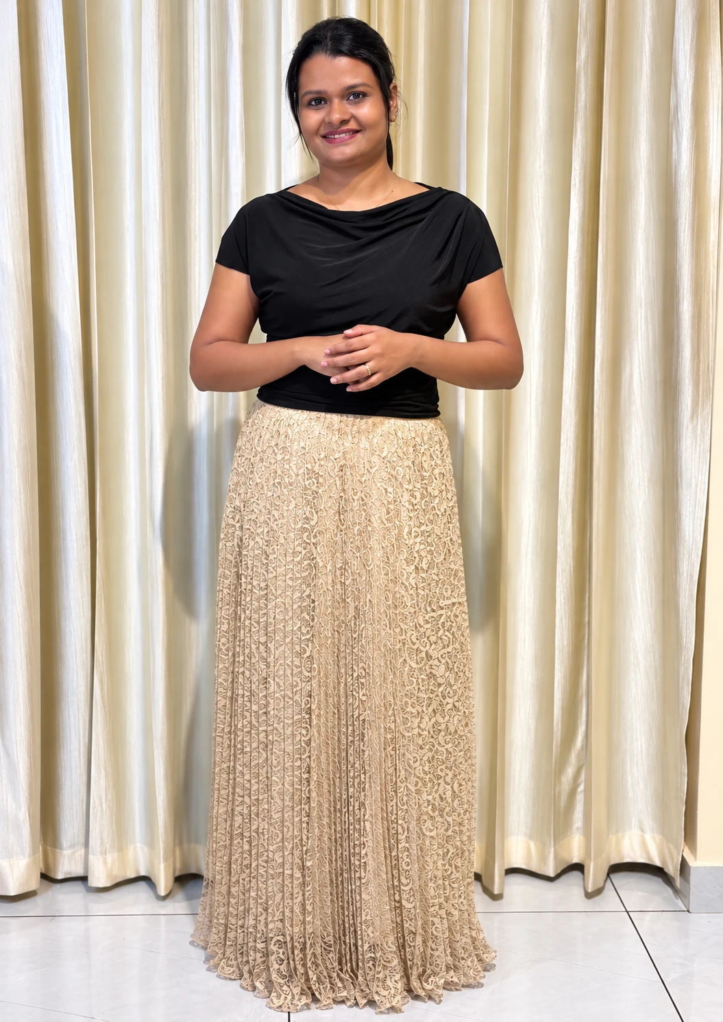 Long Floral Lace Skirt