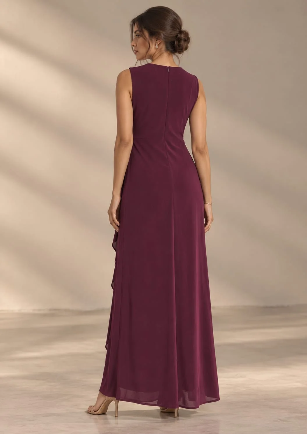 Party Wear Shimmer Maxi Dress (With Sleeves)