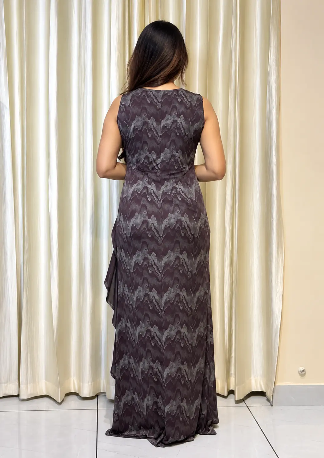 Party Wear Maxi Dress (With Sleeves)