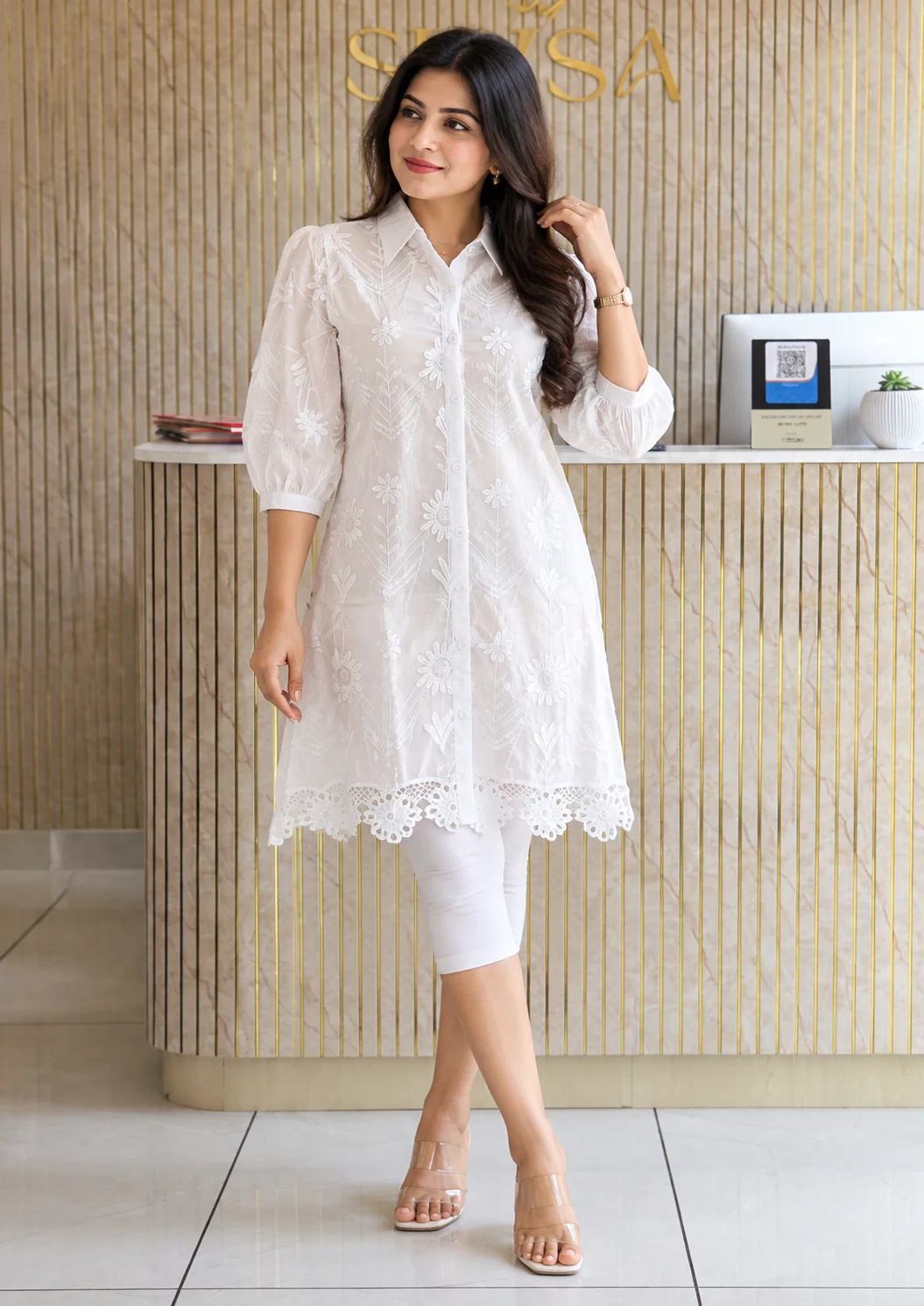 Floral Embroidered Mini Frock
