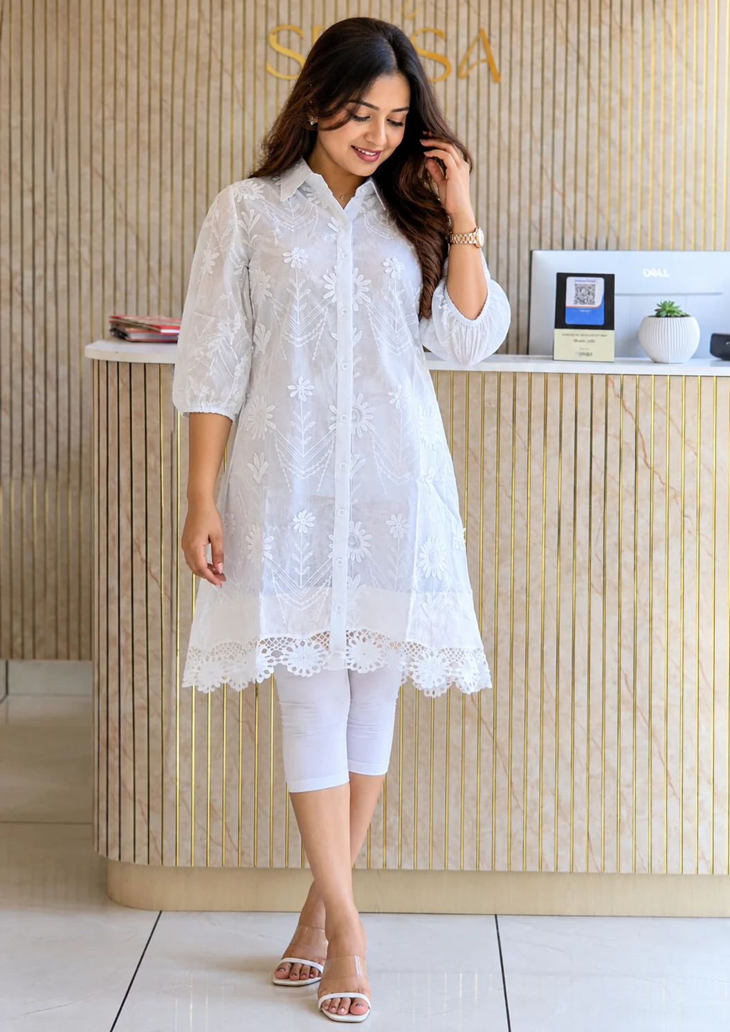 Floral Embroidered Mini Frock