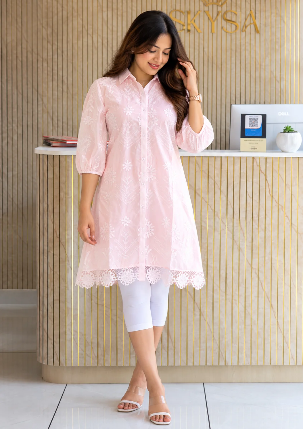 Floral Embroidered Mini Frock